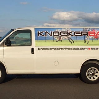 Window perf and vinyl vehicle wrap for Knockerball, Eagan MN